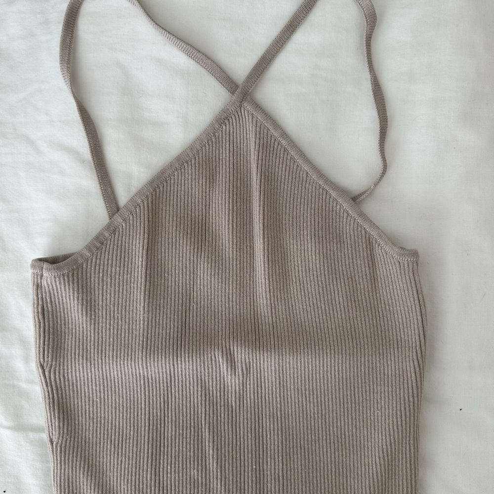 H&M Ribbed Tan Strappy Top